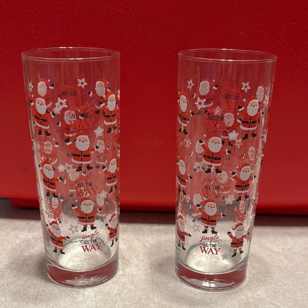 Vintage Festive Santa Claus Glasses Set